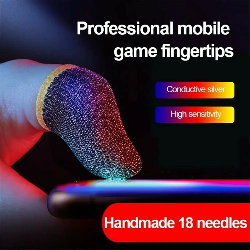 

1 Pair Gaming Finger Sleeves 18-pin Ultra-thin Copper Fiber Finger Cots Breathable Fingertips Compatible For Pubg Mobile Games