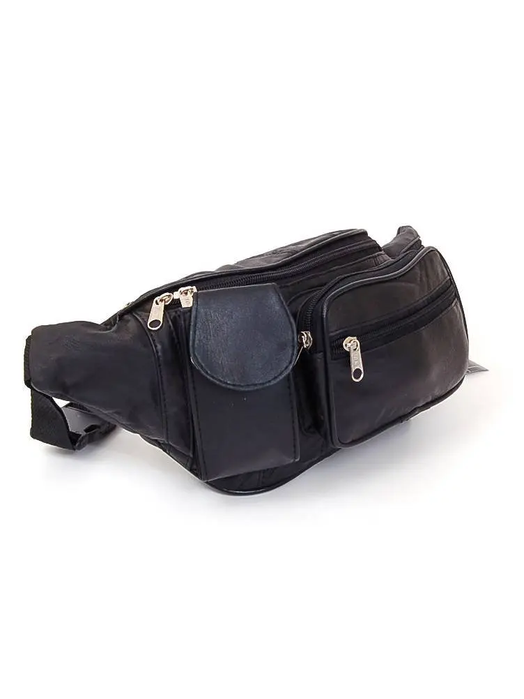 Leather Fanny Pack Waist Bag Folding Water & Phone Pockets Adj up to 52