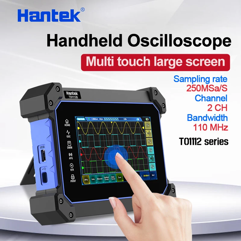 

Hantek 2-канальный Ручной осциллограф с сенсорным экраном 110 МГц источник сигнала + планшетный мультиметр Мвыб./с TO1112D