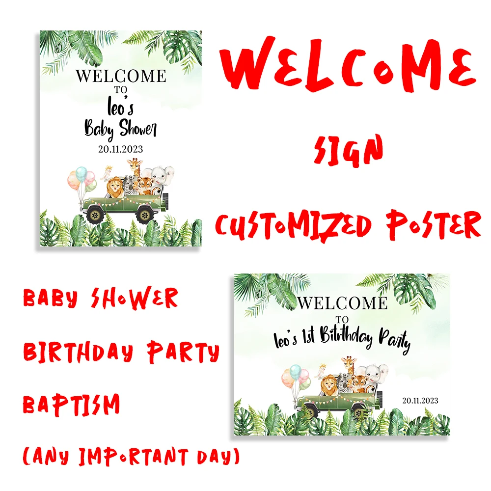 Плакат с надписью Приветствия к будущей матери день рождения сафари животные