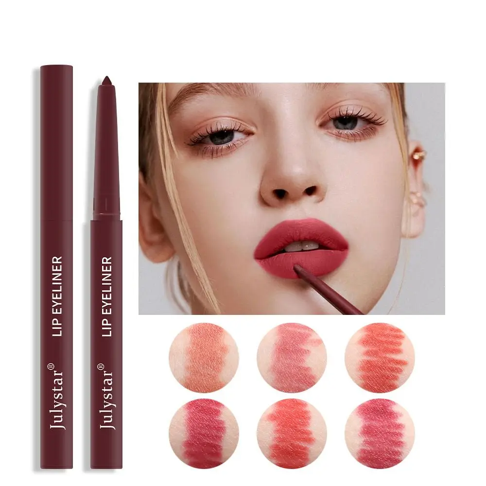 

6 Color Matte Lipliner Pencil Waterproof Sexy Red Contour Tint Lipstick Lasting Non-stick Cup Moisturising Lips Makeup Cosmetic