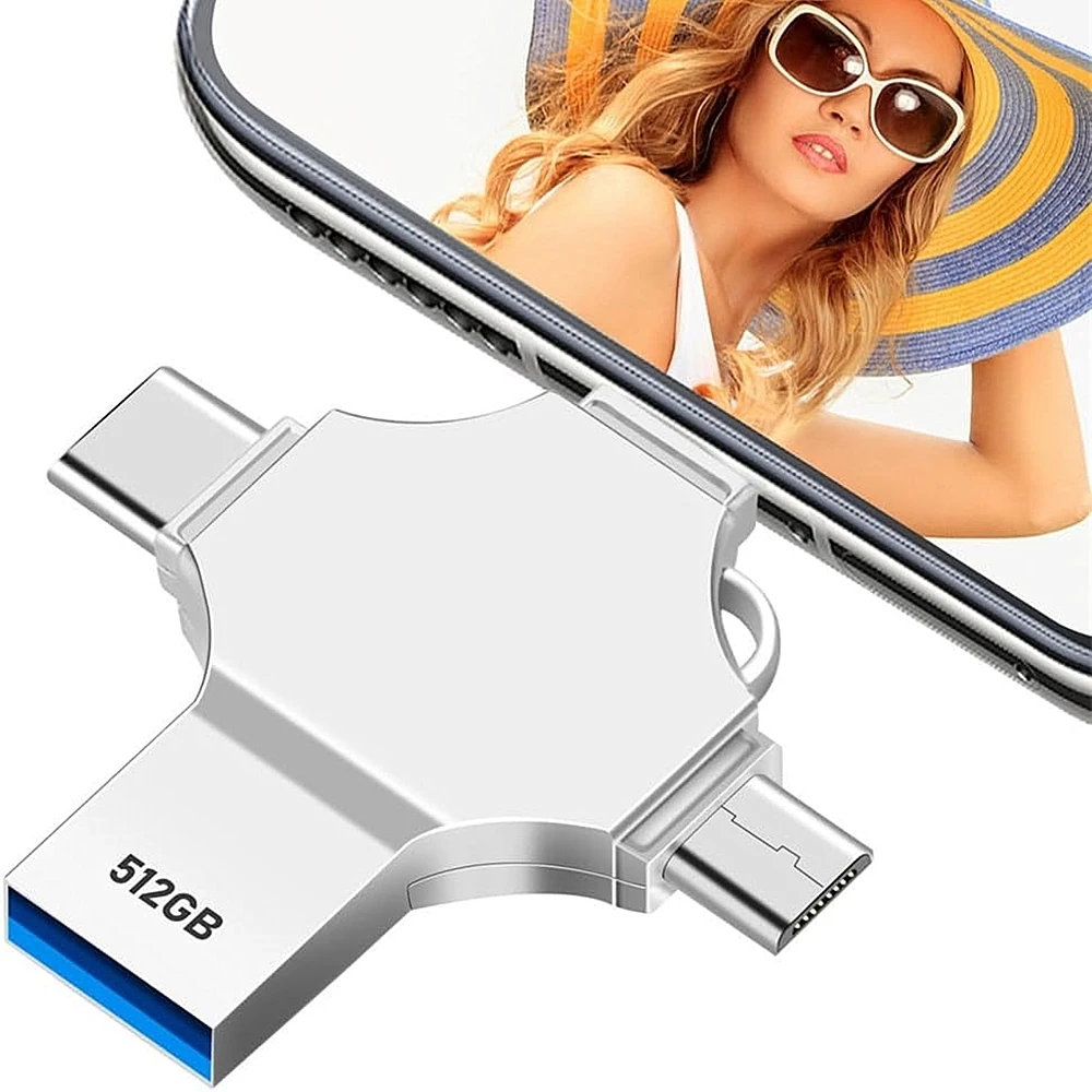 Фото Флеш-накопитель OTG 3.0 для iPhone, 256 ГБ, 512 ГБ, для Samsung Pro Plus MAX, iPad, Mac, многофункциональное внешнее хранилище для iOS и Android телефонов №1