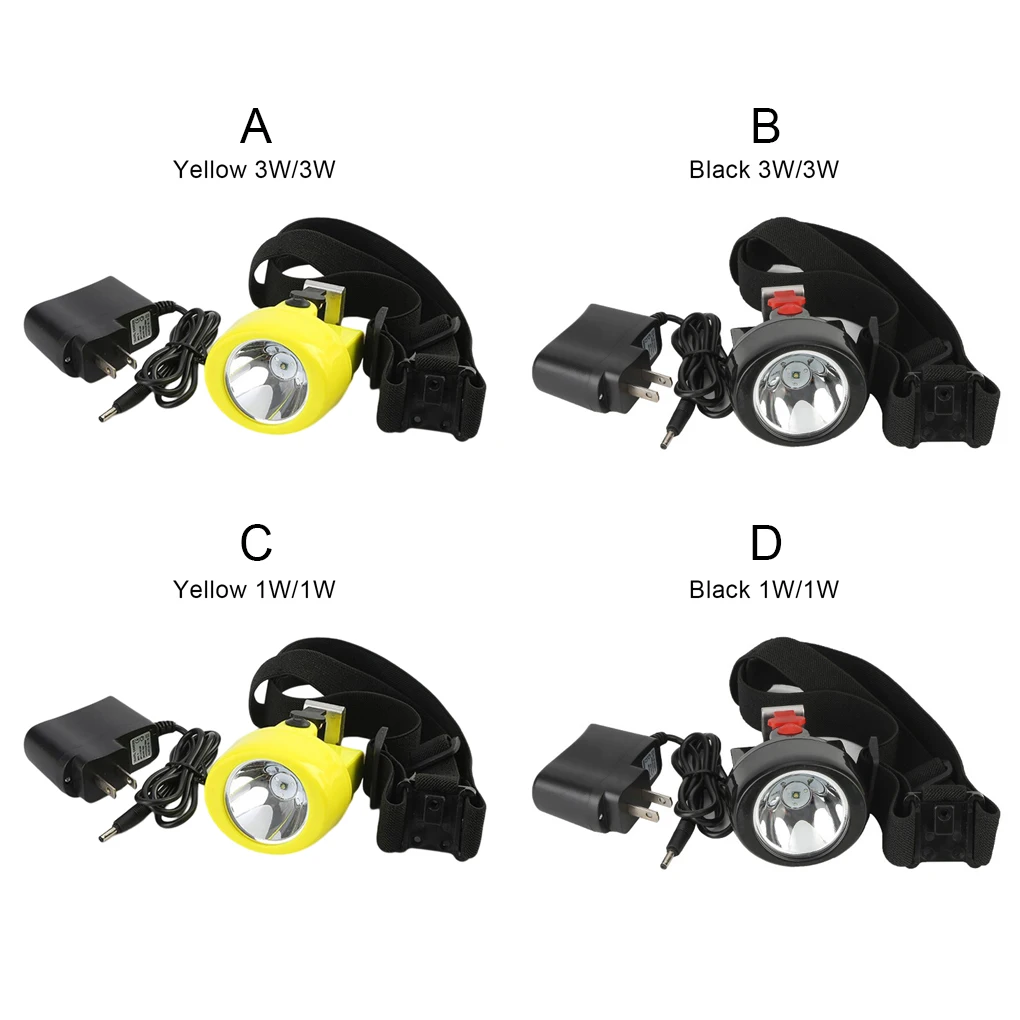 

ABS Headlight Portable Professional Rechargeable XPE IP54 Waterproof Button Control Caving Headlamp Lighting Supplies Yellow 3W