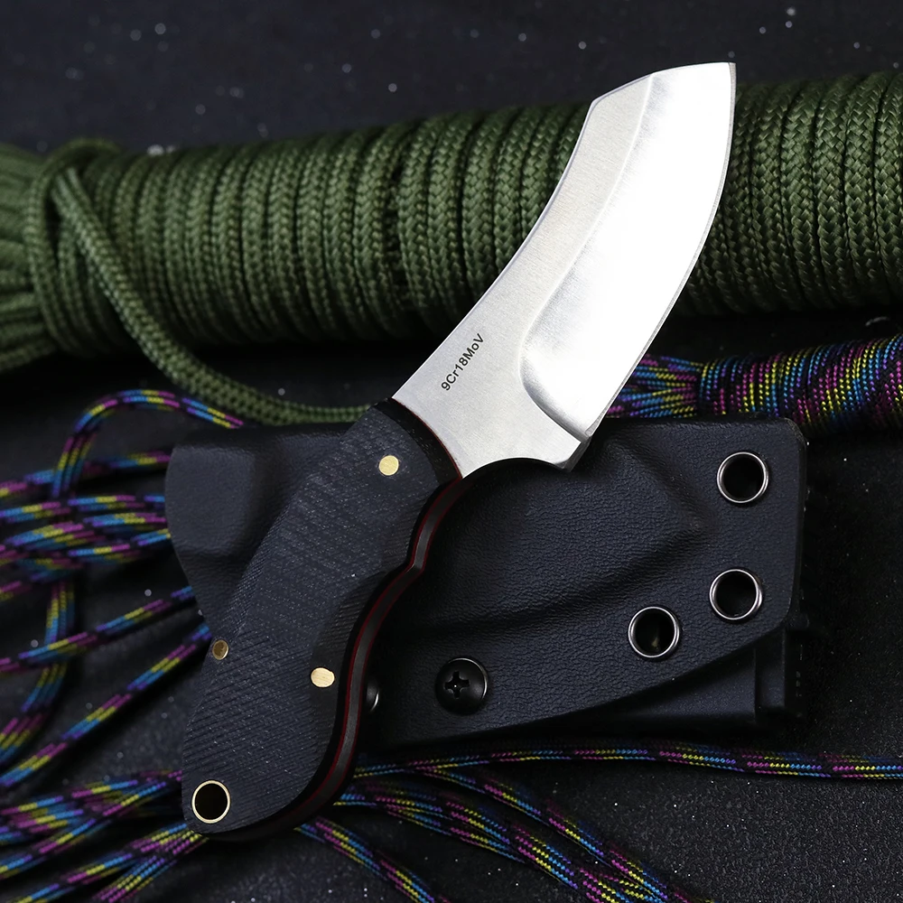Маленький прямой нож Rhino 9Cr18MoV лезвие G10 Ручка KYDEX для охоты кемпинга выживания на