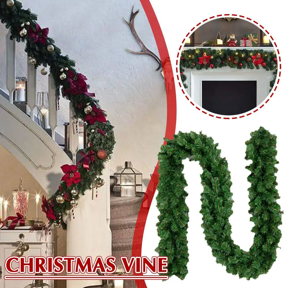 

180cm Artificial Plant Christmas Garland With Lights Fir Pine Tree Branch Christmas Decoration Rattan Wreath Vine for Home M5U0