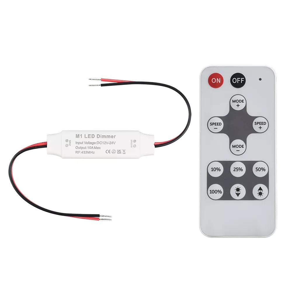 

Mini DC 12V-24V Single Color CCT RGB RGBW RGBWW Led Controller 433MHz RF Remote To Control 3528 2835 5050 Led Strips Light
