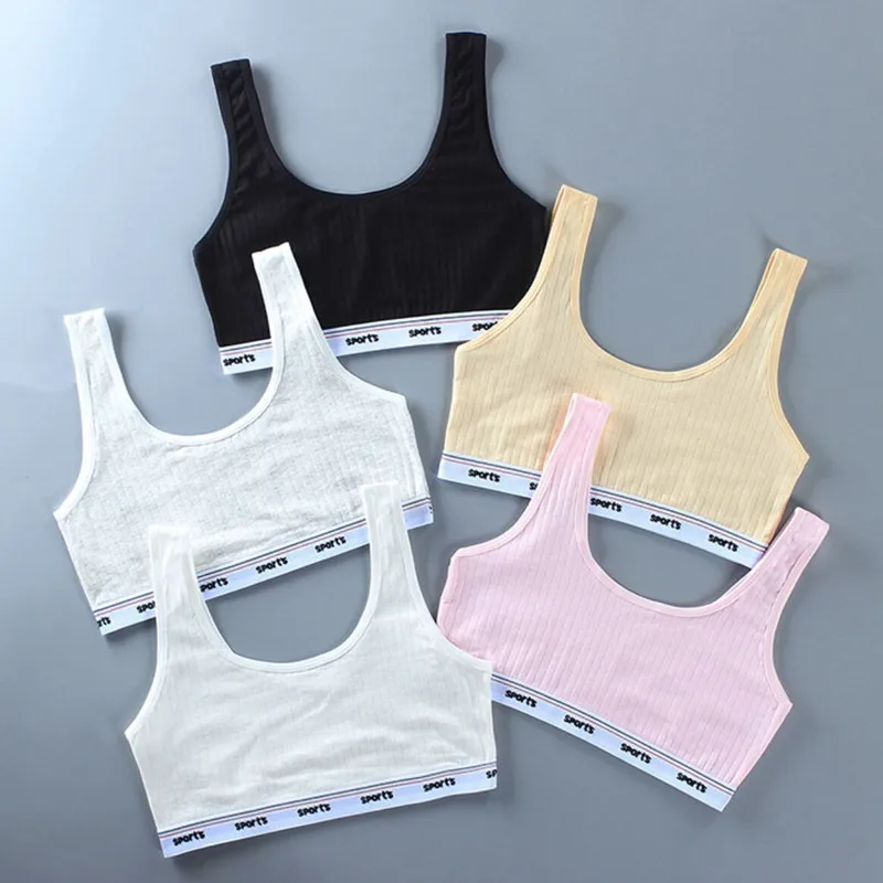 

4Pcs/Lot Cotton Teenager Girl Training Bra Puberty Adolescent Vest Wireless Children Tank Tops 8-14 Years