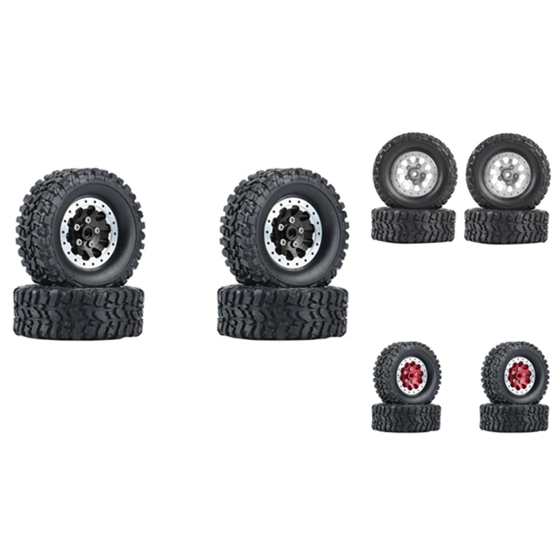 

4Pcs Metal Beadlock Wheel Hub Rim And Rubber Tire Set For WPL C14 C24 B14 B24 B36 MN D90 MN99S RC Car Upgrade Parts