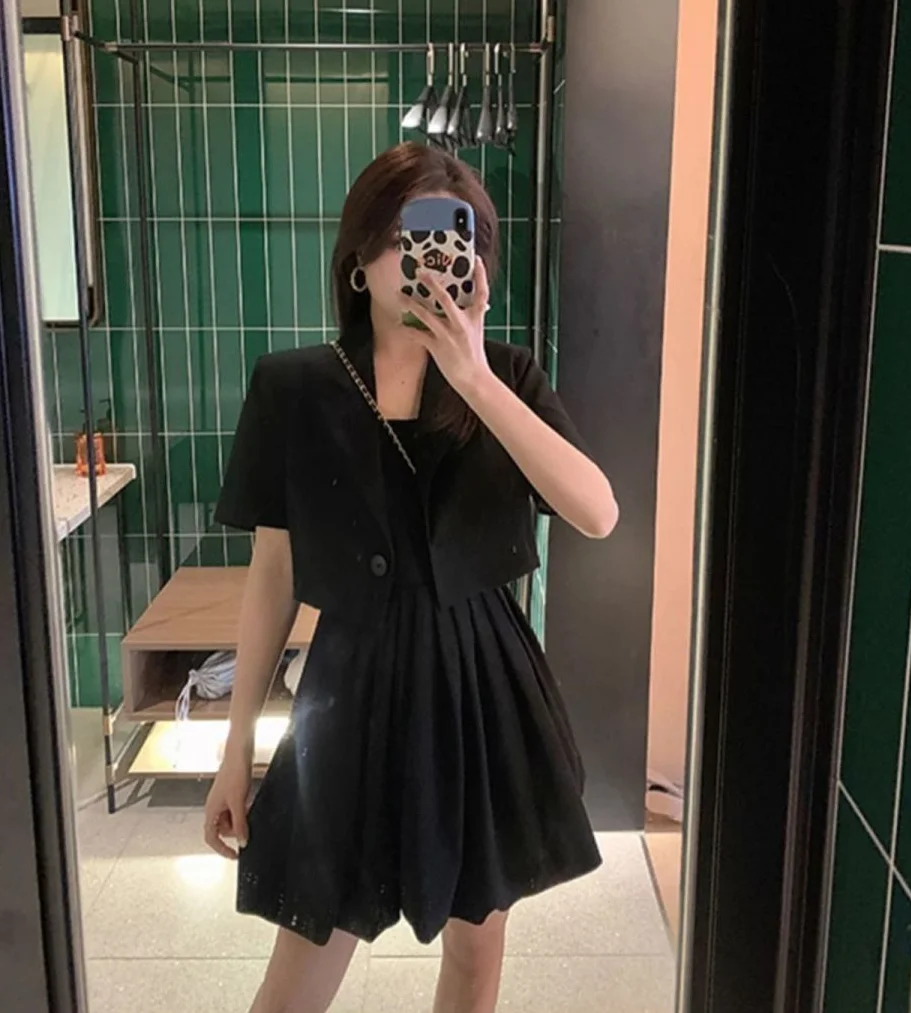 Womens Short 2 Sets Outfit Dress Suit with Skirt and Blazer Two Piece Set for Women 2023 Summer Y2k Clothes New In Matching Sexy