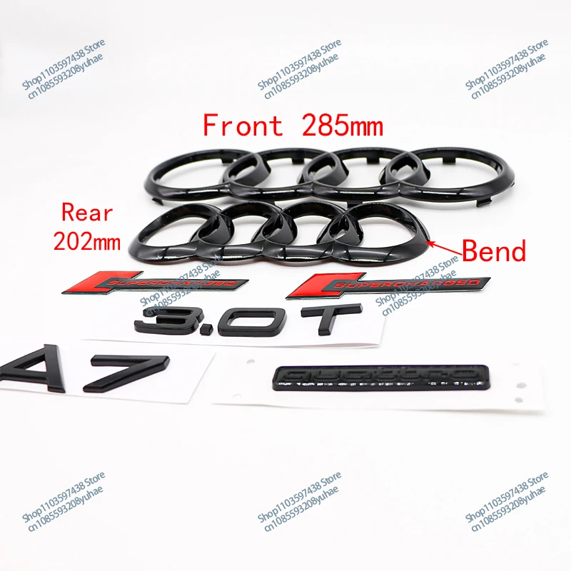 7 шт. АБС-пластик серебристый/черный передняя решетка капота 285 мм значок на