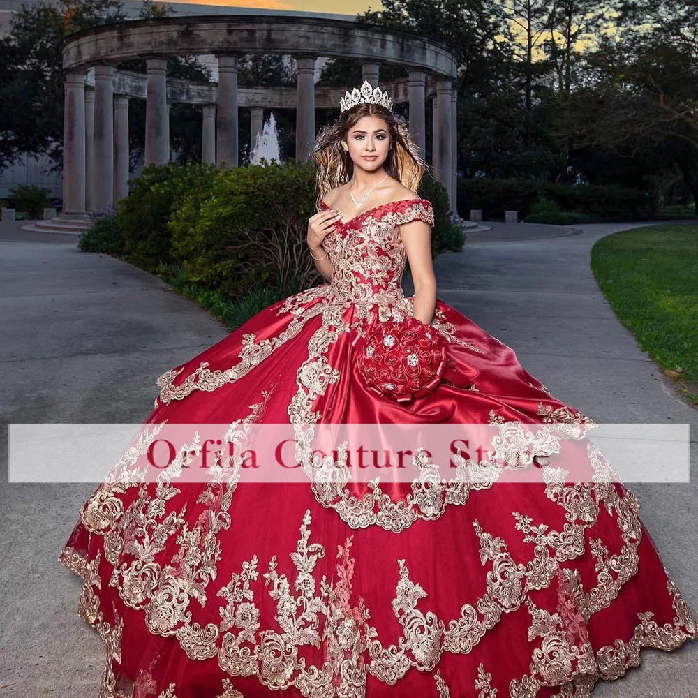 

2022 Off Shoulder Mexican Style Quinceanera Dresses Applique Sweet 16 Dress Party Wear vestidos de quinceañera Custom Size