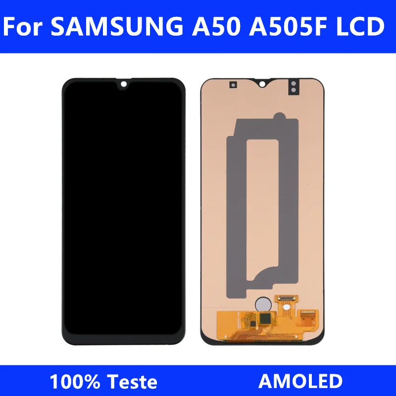 

100% AMOLED 6.4" LCD For SAMSUNG Galaxy A50 2019 A505F/DS A505F A505FD A505A Touch Screen Digitizer Assembly With Frame