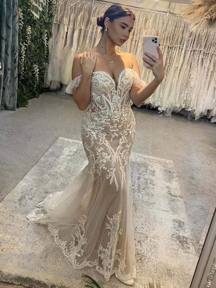 Свадебное платье русалки в стиле бохо для женщин с открытыми плечами и