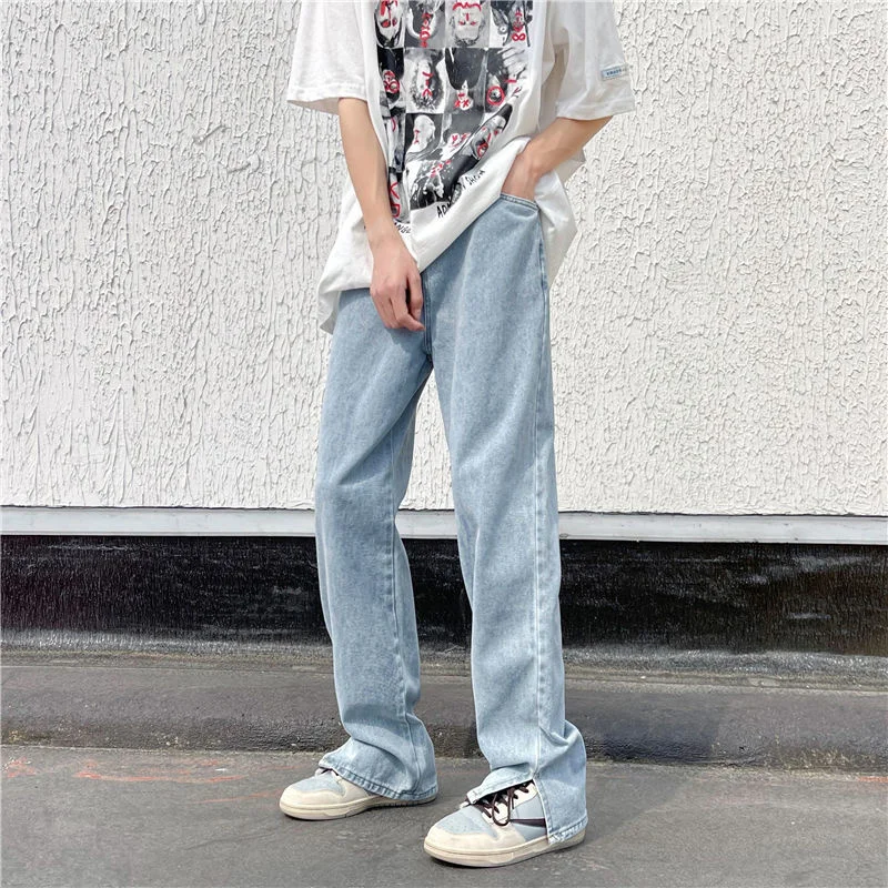 Blue Black Baggy Jeans Men Fashion Casual Wide Leg Jeans Mens Streetwear Loose Hip Hop Straight Tie Dye Denim Pants Men S-3XL