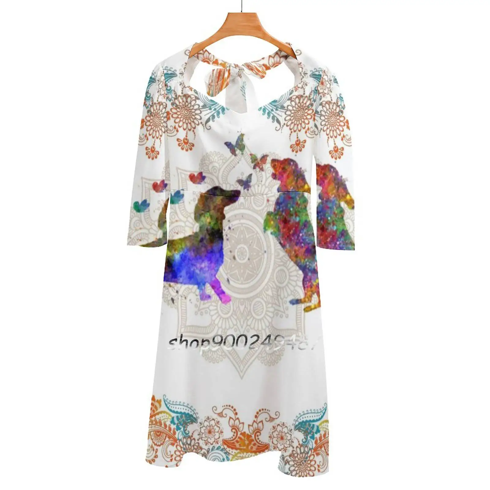 Вечерние платья с изображением таксы и мандалы пикантное платье средней длины