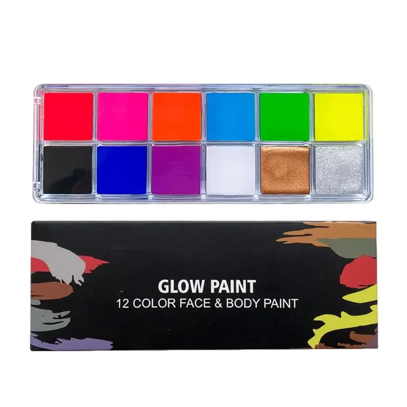 

Glow In The Dark Makeup 12 Colors Neon Quick Dry Waterproof Body Paint High Brightness Cosmetics For Parties Festivals