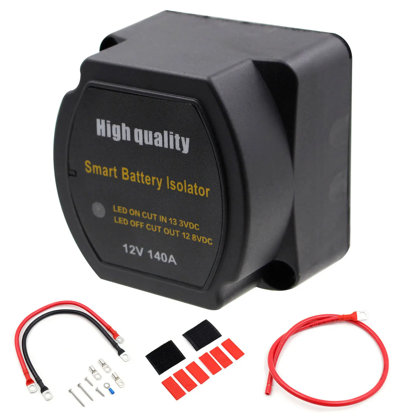 

12V 140A Dual Battery Isolator Kit Auto Voltage Sensitive Relay With Color-Labeled Wires Harness Pro VSR Dual Battery Kit Smart