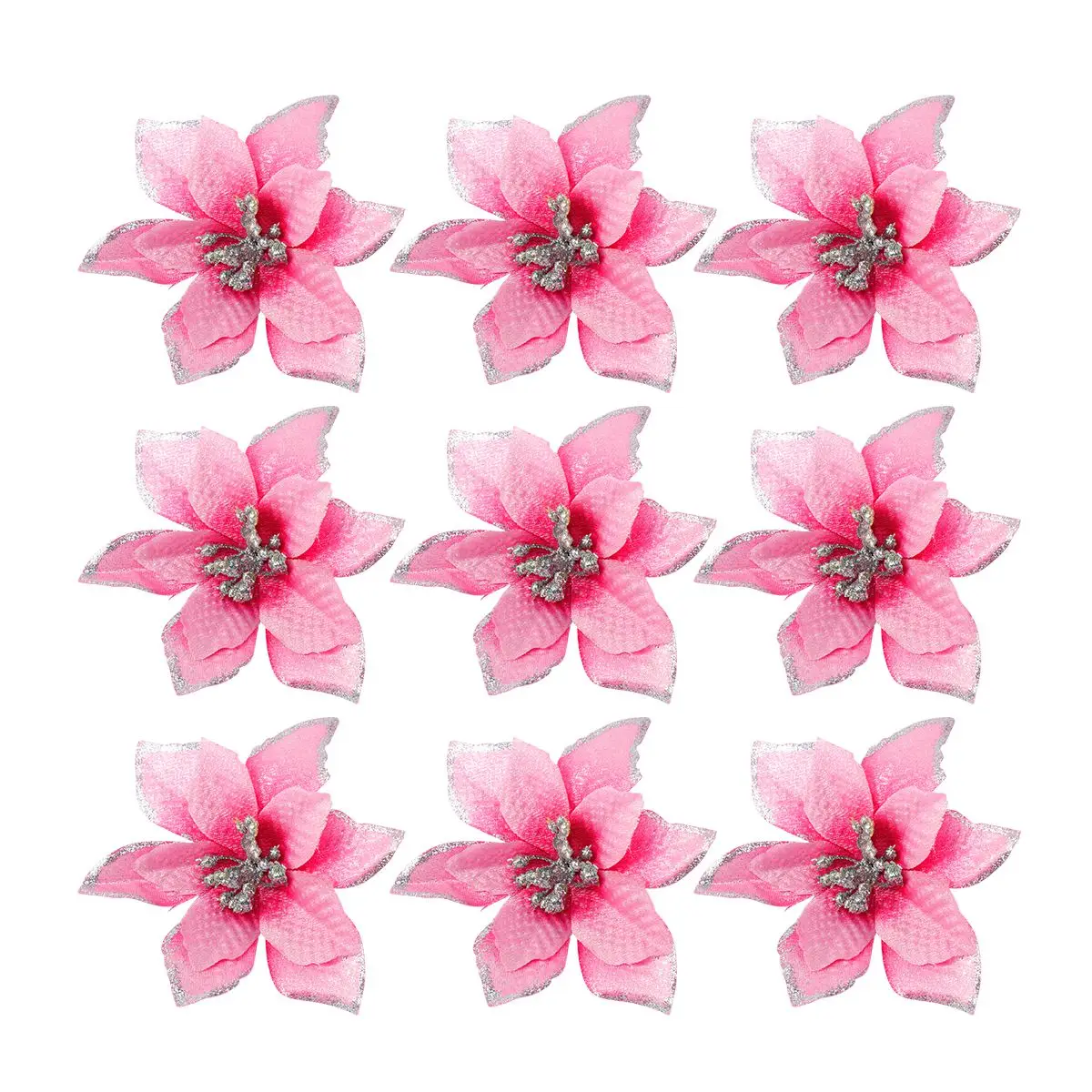 

24 шт., рождественский цветок, имитация золотого порошка, цветок, Рождественская елка, украшение, розовый цветок