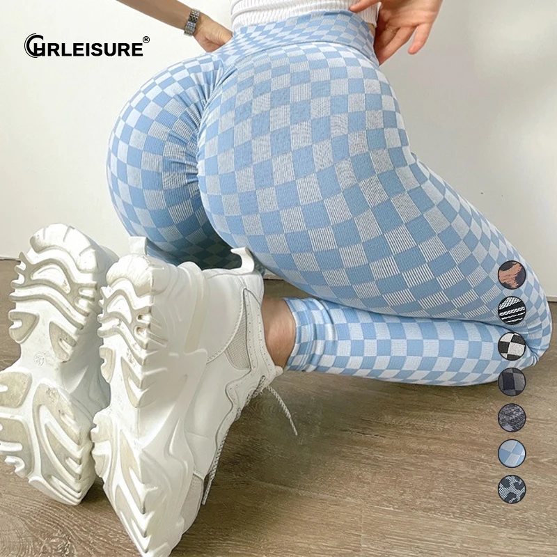 

Женские леггинсы для фитнеса CHRLEISURE, модные штаны с высокой талией и принтом, спортивные колготки с эффектом пуш-ап, одежда для бега и спортзала