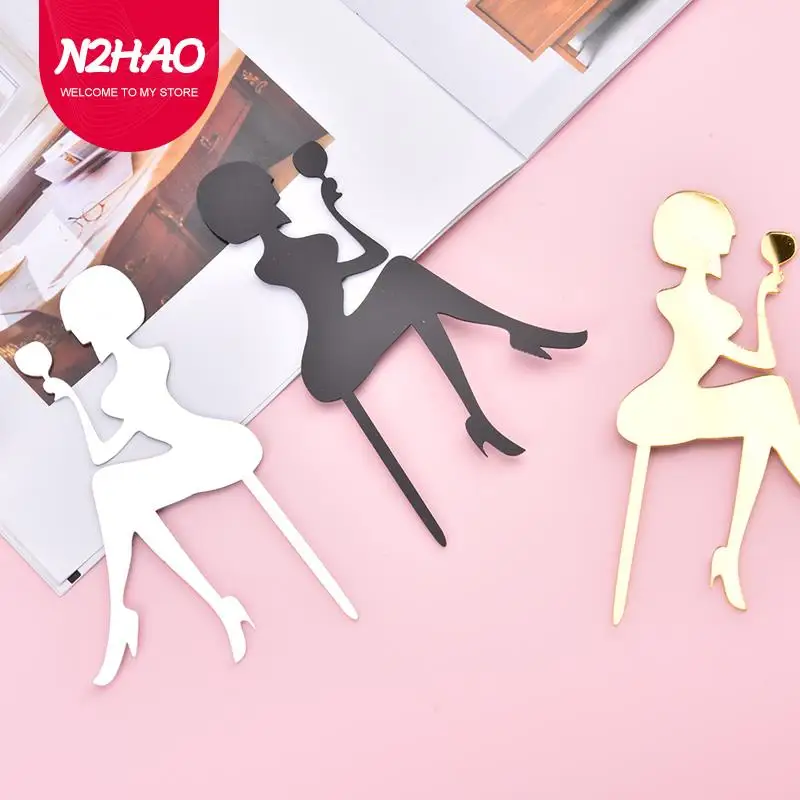

New High Heels Lady Happy Birthday Acrylic Cake Topper Wedding Girls Cake Toppers for Birthday Party Cake Decorations