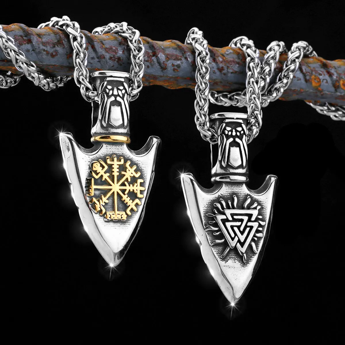 Скандинавское ожерелье с компасом и копьем руна викингов мужское