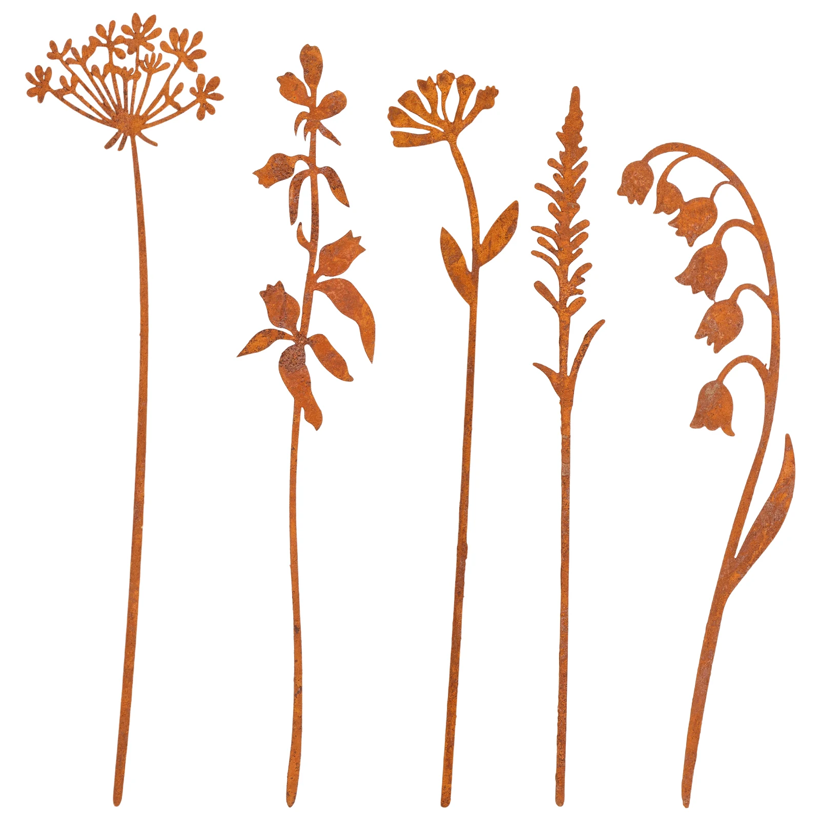 

Декоративные металлические колышки для сада, ржавый красный, 5 шт