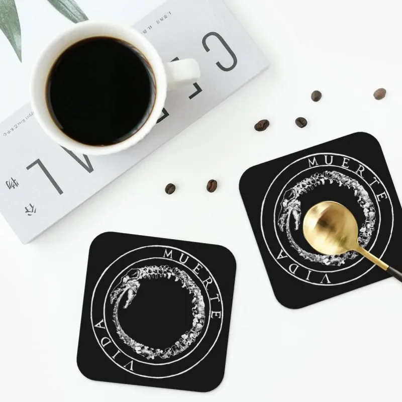 

Disco Canserbero - Death Coasters Kitchen Placemats Waterproof Insulation Cup Coffee Mats For Decor Home Tableware Pads Set of 4