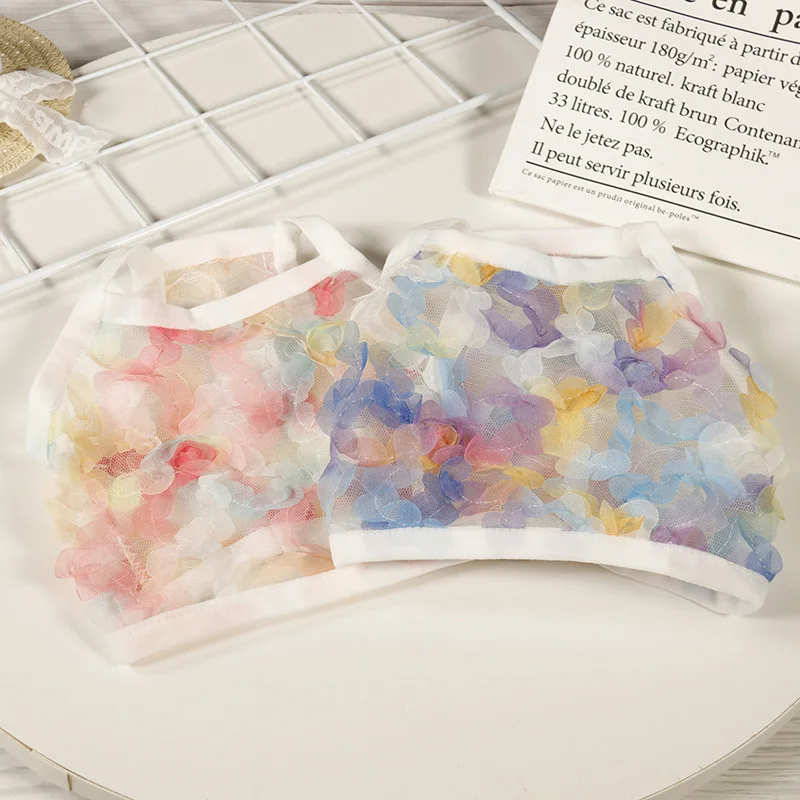 

Мультяшная Одежда для собак, кружевной жилет с цветочным рисунком, одежда для собак, милая весенне-летняя одежда для собак с цветочным принт...