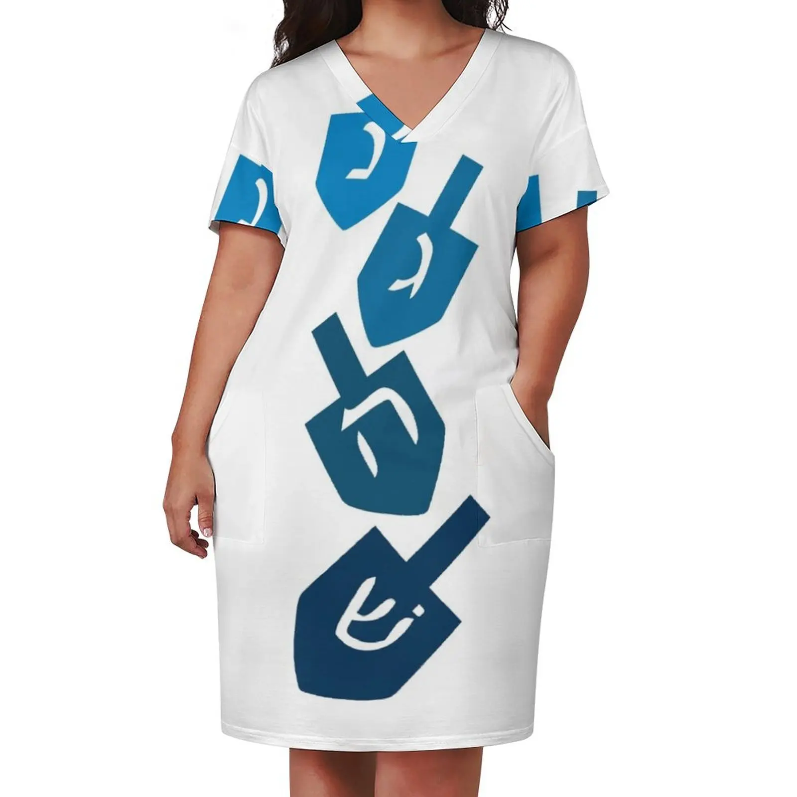 Nes Gadol Haya Sham dreidel dreydl dreydlekh sev erst свободное платье с карманами Женское летние платья