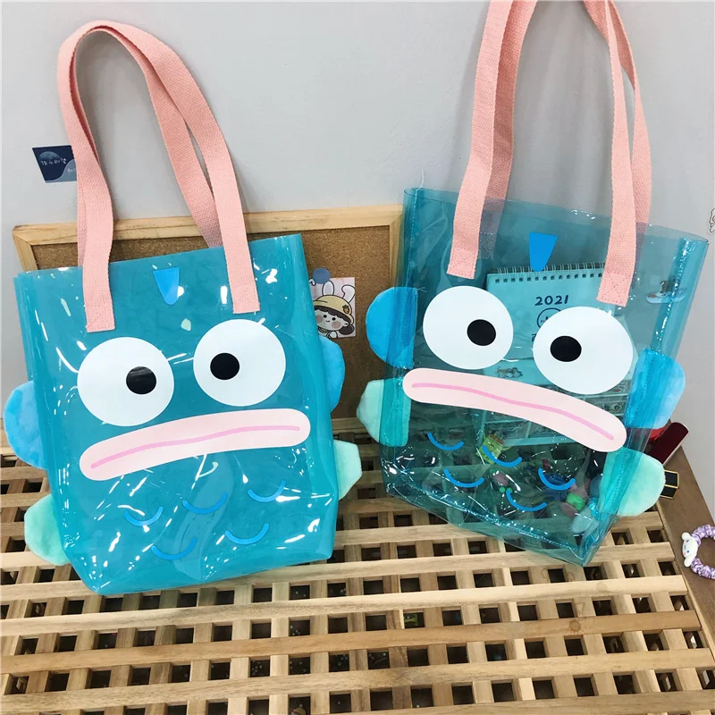 

Sanrio Hangyodon Portable Jelly Bag Large New Cartoon Capacity Plastic PVC Portable Girl Handbag Shoulder Bag Birthday Gift