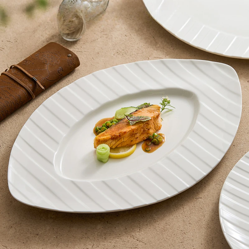 Керамическая тарелка в форме листа стиле вестерн домашняя новая дорогая посуда