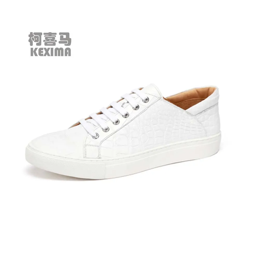

hulangzhishi new crocodile leather Casual shoes male Single shoes fashion comfortable Men leisure shoes