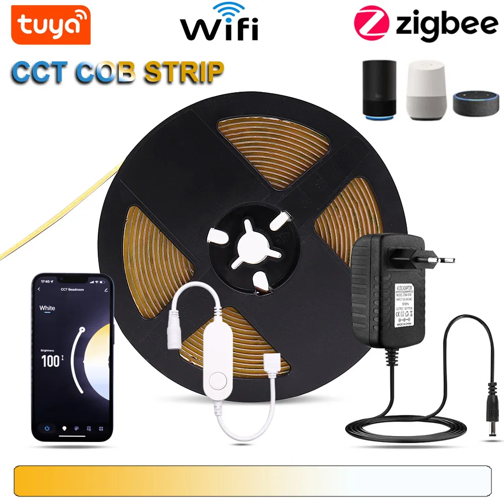 Светодиодная ленсветильник 2700-6500K CCT Smart FOB COB Tape Tuya Wifi Zigbee RF дистанционное