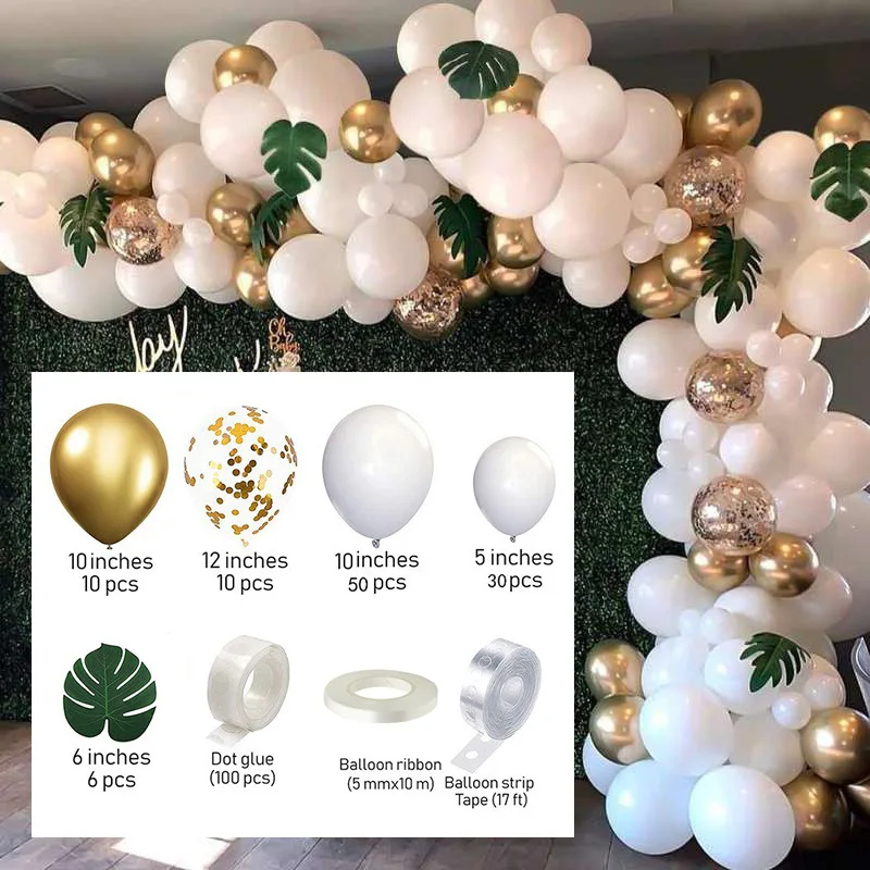 

Platinum Turtle Back Leaf Balloon Chain Suit Birthday Wedding Ceremony Cocktail Party Decoration Balloons