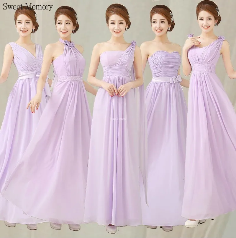 J91 Purple Lilac Bridesmaid Dresses Plus Size Chiffon Mint Green Formal Party Prom Gown Elegant Women Vestido Floor Length Dress