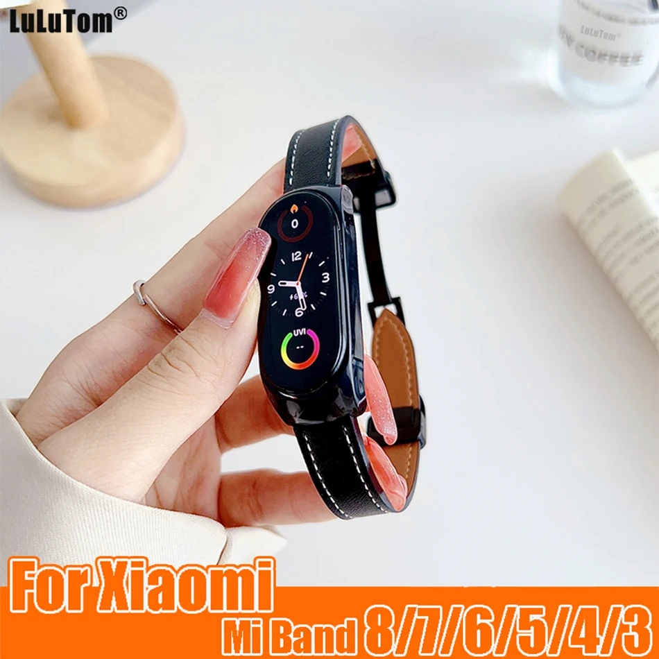 

Leather Strap For Xiaomi Mi Band 8 7 6 5 Fashion NFC Watchband Bracelet Miband 4 3 Sport SmartWatch Replacement Wristband Correa