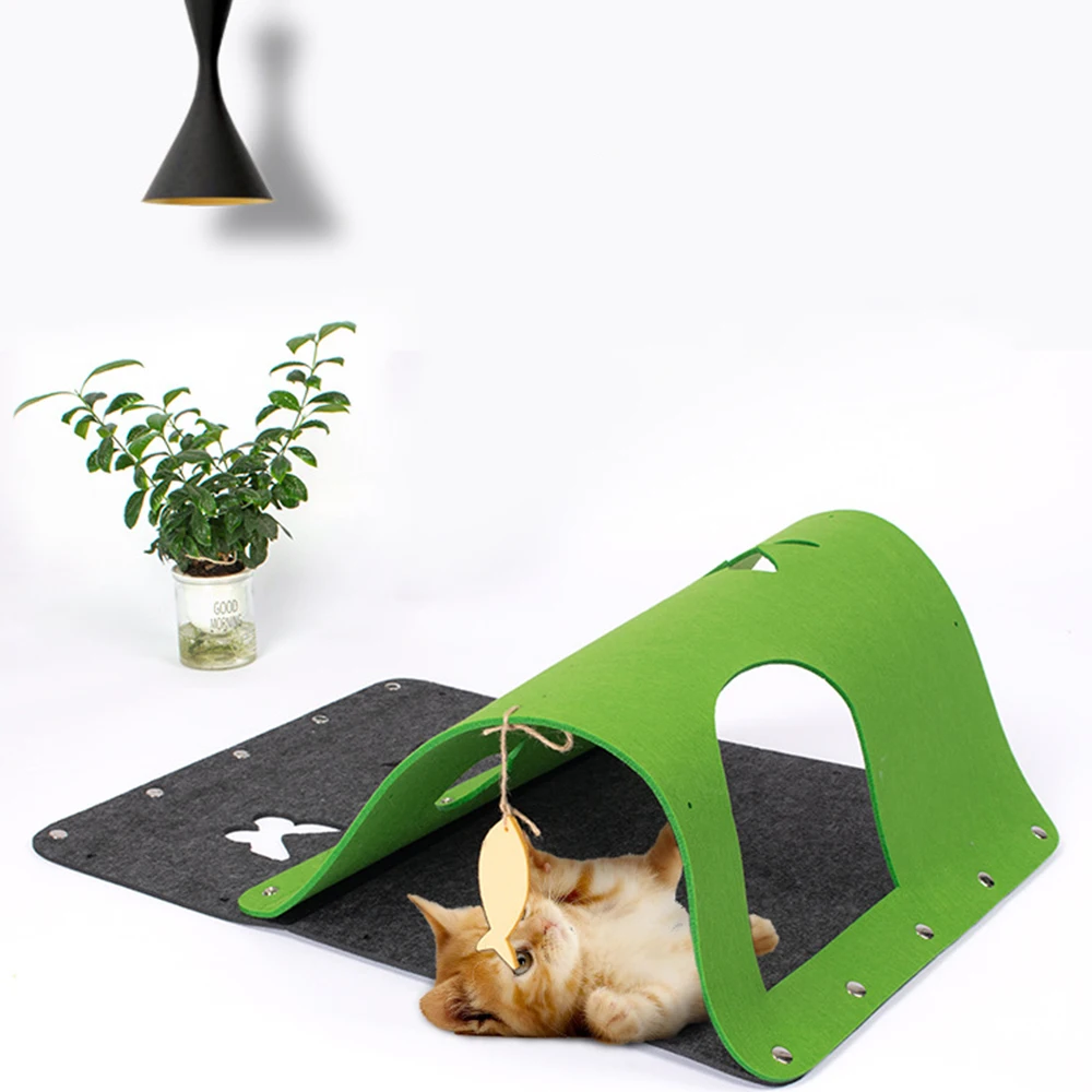 

Cat Toy Felt Pom Splicing Cat Tunnel Deformable Kitten Nest Collapsible Tube House Tunnel Interactive Pet Toy Cat Accessories