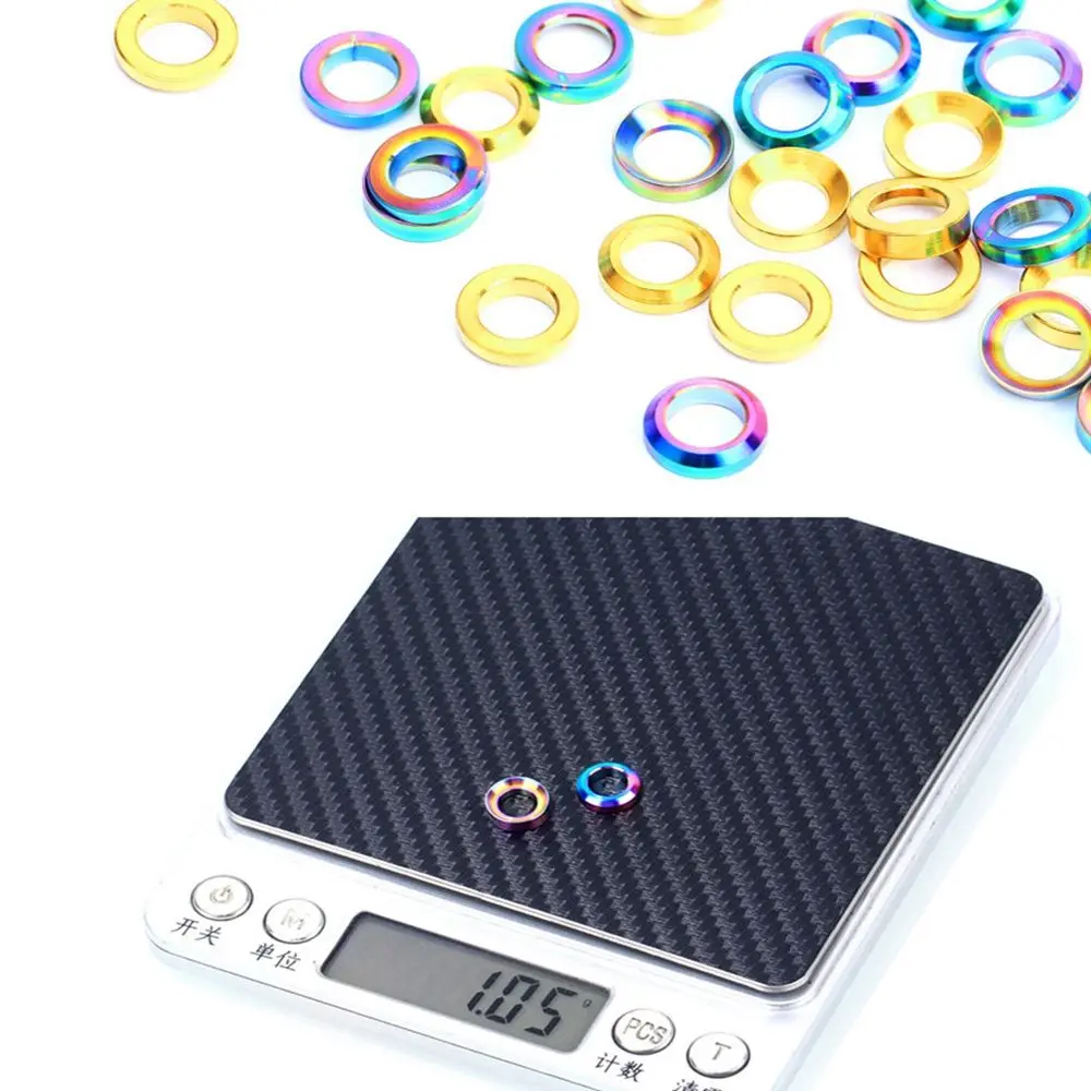 Велосипедная шайба M6 титановая 2 пары разноцветная вогнутая и выпуклая для