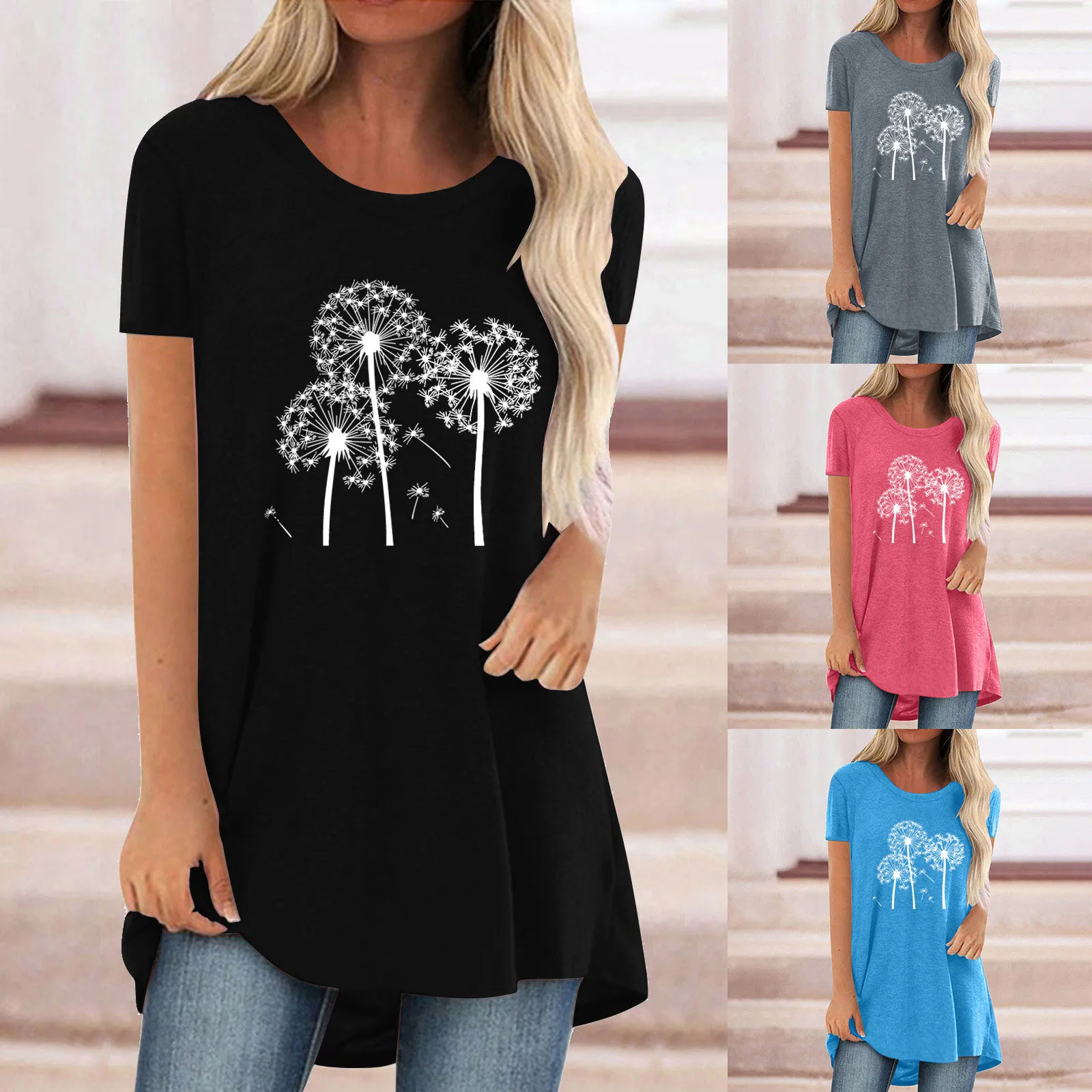 

Женская летняя футболка с коротким рукавом и круглым вырезом