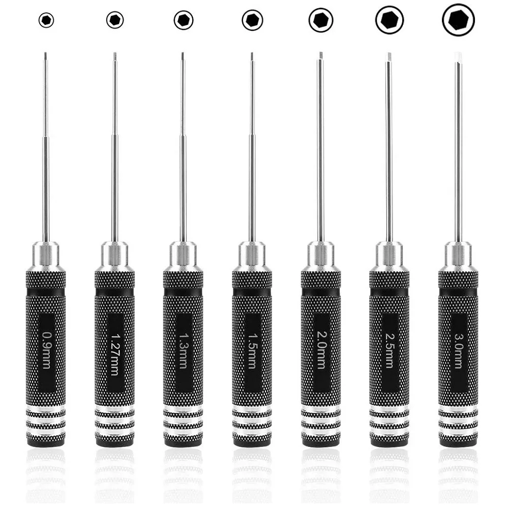 

Wrench Screwdrivers Hex Screwdriver 0.9-3.0mm 7PCS Aircraft Model For Helicopter For RC Model HSS Hexagon Wrench