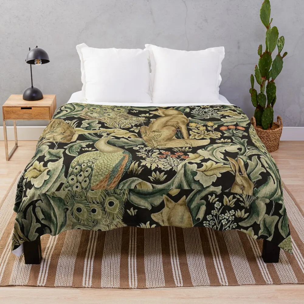 

William Morris forest fabric Throw Blanket queen size velvet warm blanket