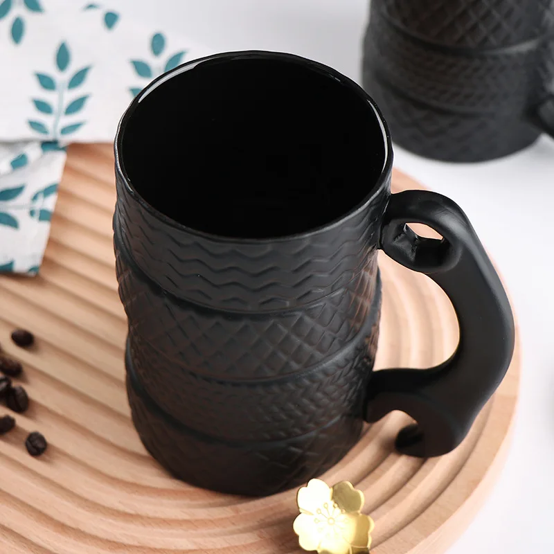 

500ML Creative Cup Large Capacity Ceramic Cup Novelty Mug Tire Shaped Cup Office Home Coffee Cup Breakfast Cup Coffee Cup