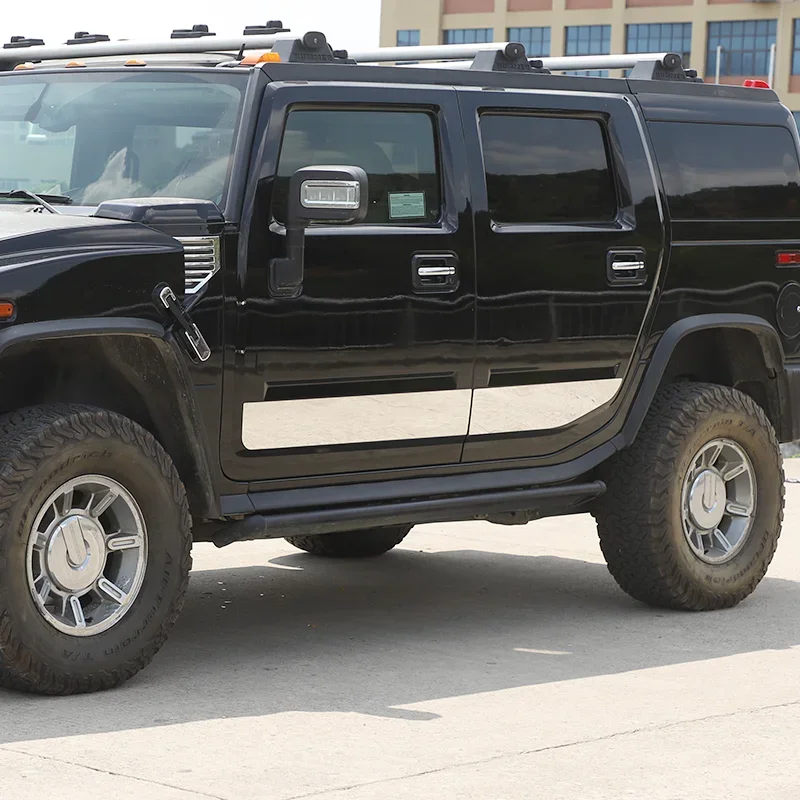 For Hummer H2 2003-2009 Stainless Steel Bright Silver Car Body Door Protective Trim Strips Stickers Exterior Accessories