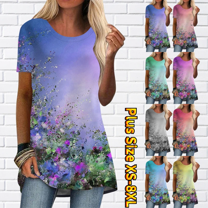 

Футболка женская с геометрическим принтом, спортивный топ с коротким рукавом и круглым вырезом, базовая аксессуар для выходных