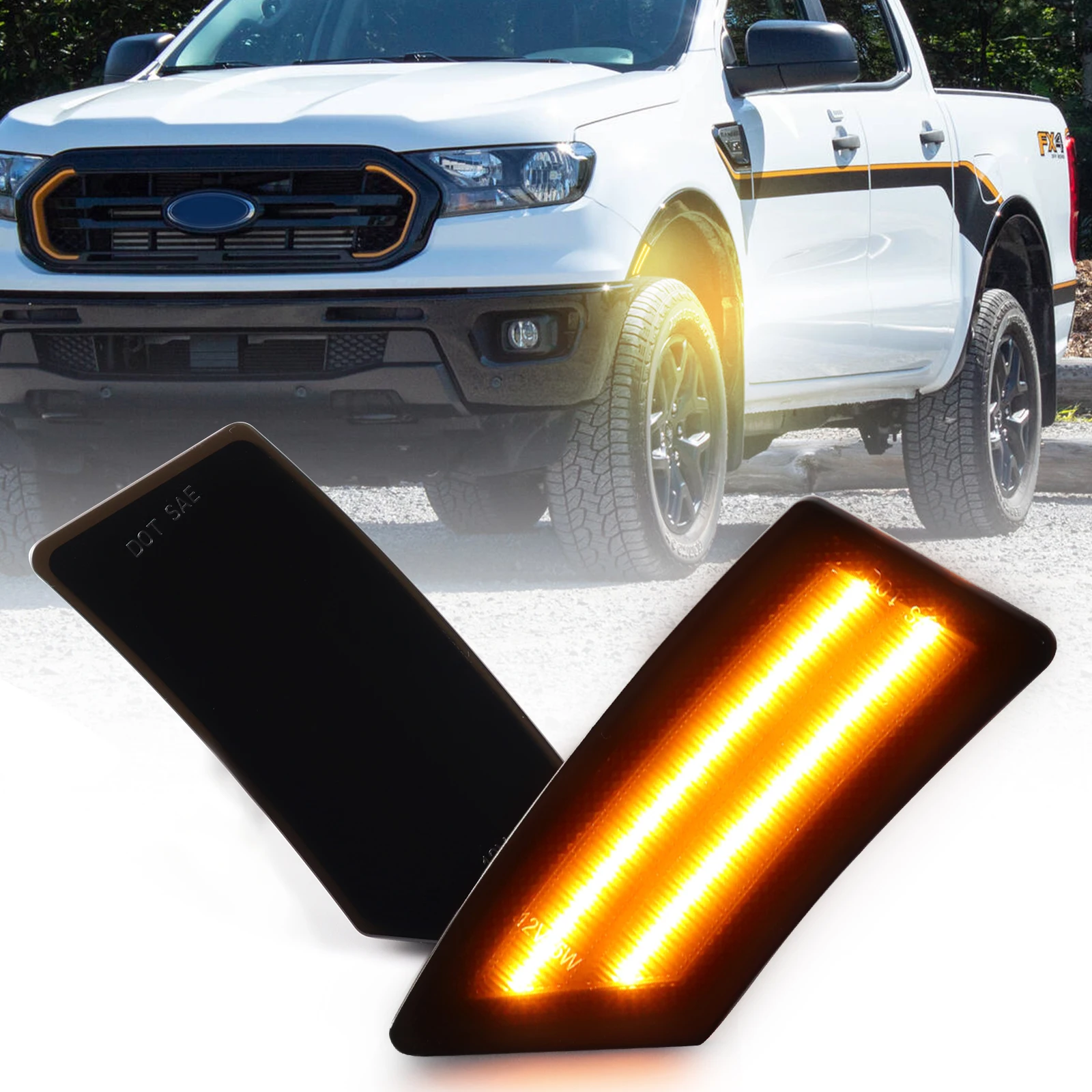 

2 шт., динамическая фонарь поворотника для Ford Ranger XL XLT 2019-2022