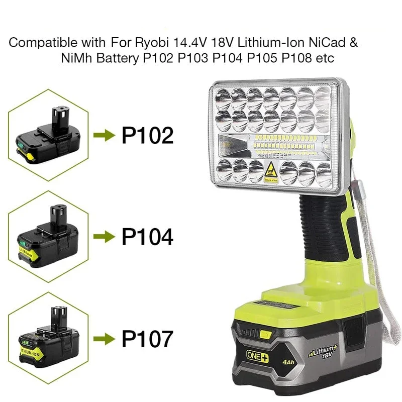 Для Ryobi Беспроводной светодиодный рабочий фонарь 900LM-2000LM Свет для рабочей