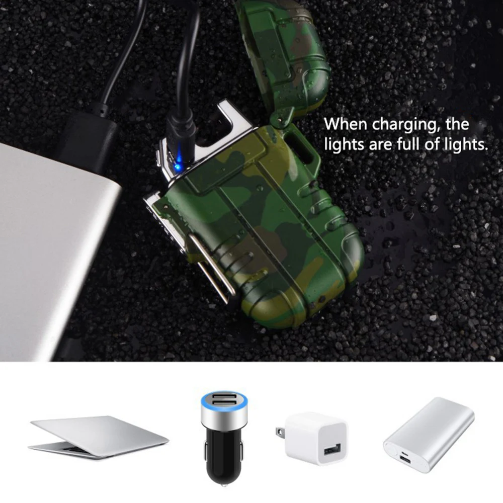 USB Водонепроницаемая плазменная зажигалка с двойной дугой для активного отдыха