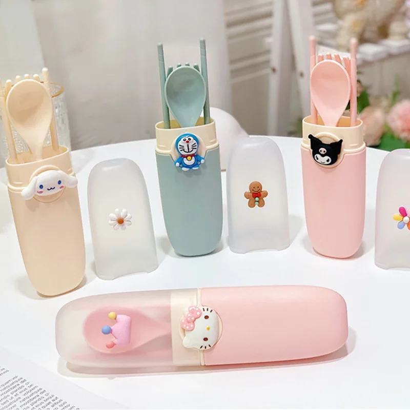 Новый экологичный портативный набор столовых приборов Kawaii Mymelody Kuromi Cinnamoroll из