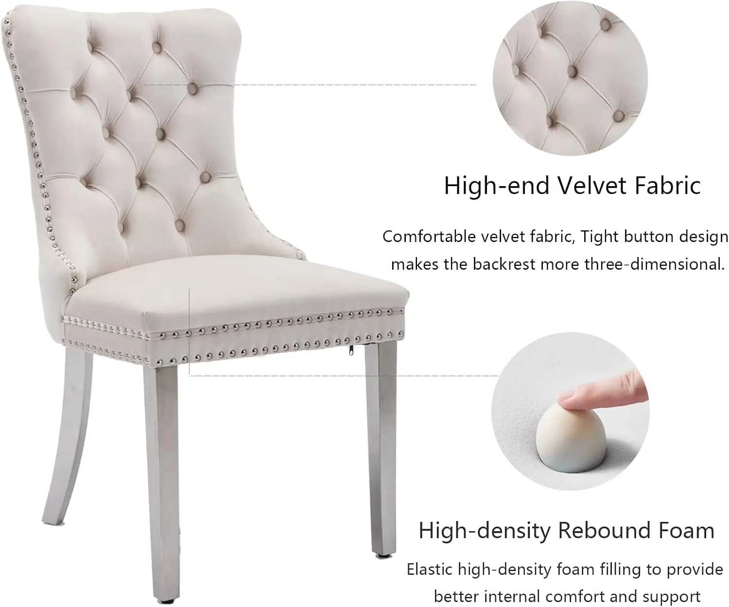 Набор бархатных обеденных стульев из 6 шт. мягкие стулья для столовой с отделкой