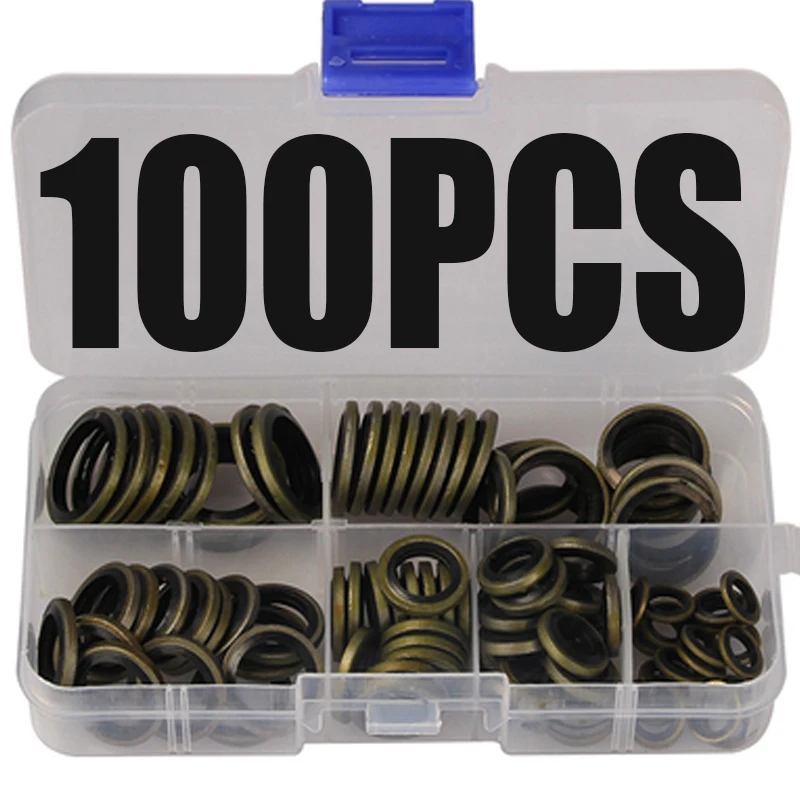 

100pcs M6/M8/M10/M12/M14/M16 High Press Hydralic Oil Rubber Washers Metal Washer Oil Rubber Drain Plug Gasket Combined Washer